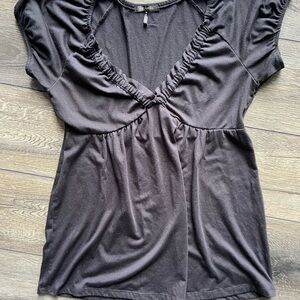 Daisy Fuentes Low Cut Black Blouse